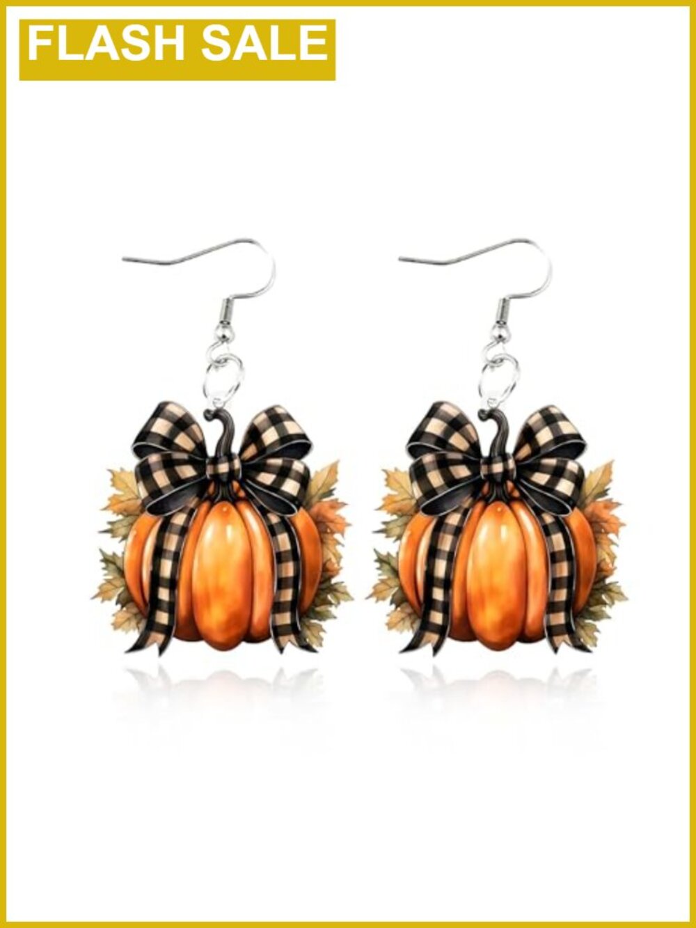 Fall Pumpkin Bow Drop Earrings French Wire Thanksgiving Jewelry